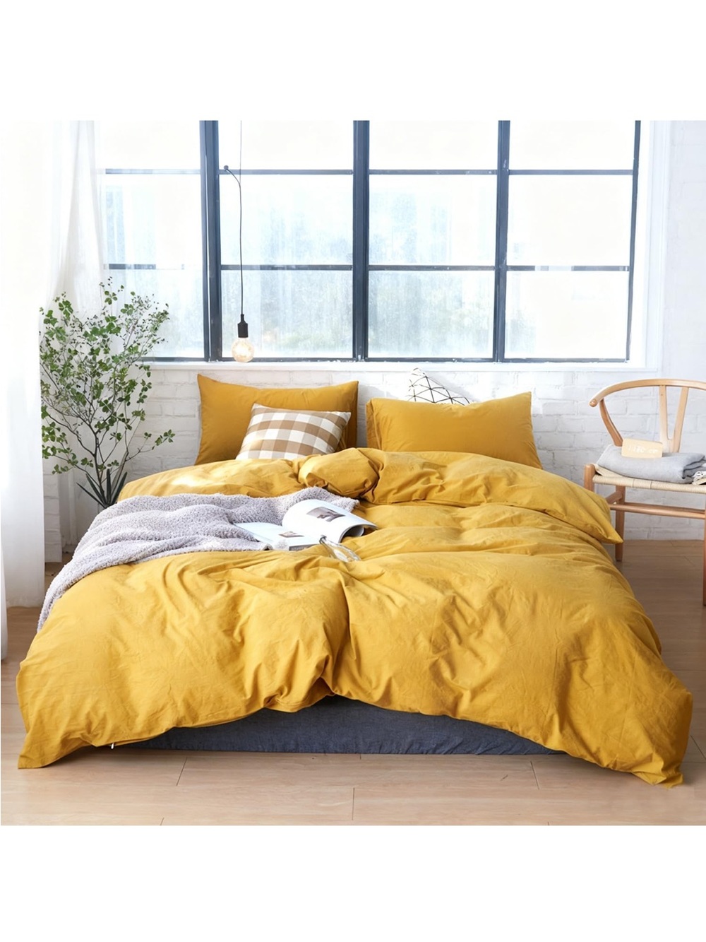 NEW DONEUS Duvet Cover Set 100% Washed Cotton Linen Like Textured Breathable
